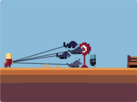 A game in which you protect a blind person while advancing.